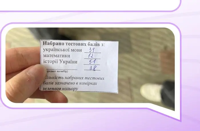 Скріншот результату НМТ